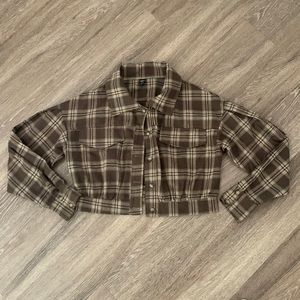 Shein Cropped Plaid Light Jacket - Size Small